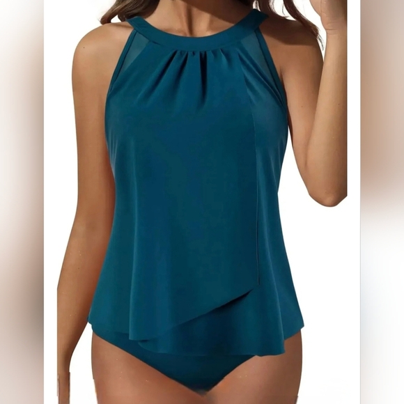 SUUKSESS Teal Halter Tankini Set #645 NWOT - Picture 1 of 10